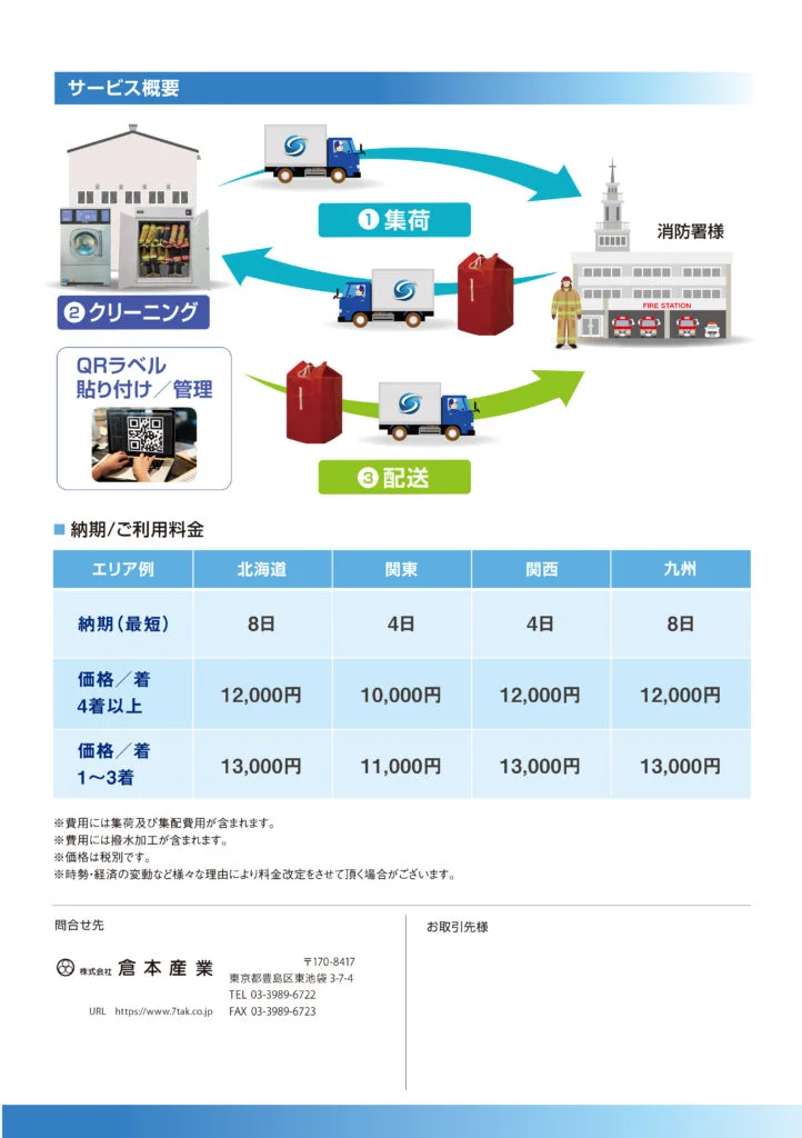 防火服クリーニング便